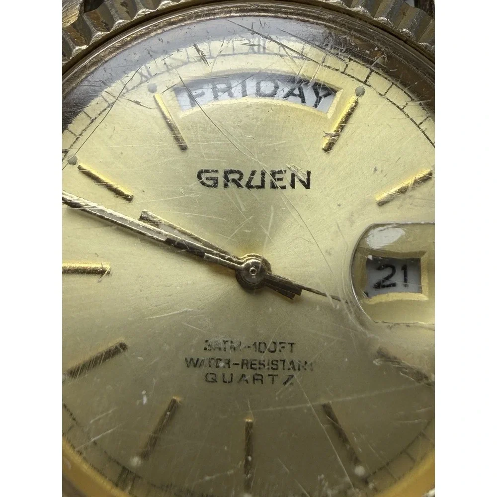 Gruen Presidents 219-3W50 New Battery Mens Watch 36MM 7.75